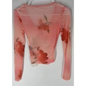 Dazy Womens Sheer Longsleeve Top Sz S Bandeau Fairy Floral Pastel Coquette Indie